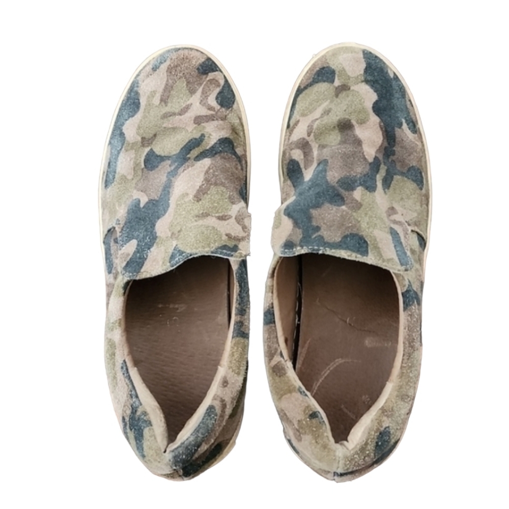 J/SLIDES NYC Harry Camo Suede Platform Sneakers 7 Slip On Washed Out Lived In - Picture 12 of 16